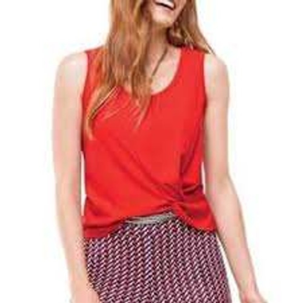 Cabi Red Spring Sleeveless Knit Twist Front Knotty Tank Top Shirt - Size S